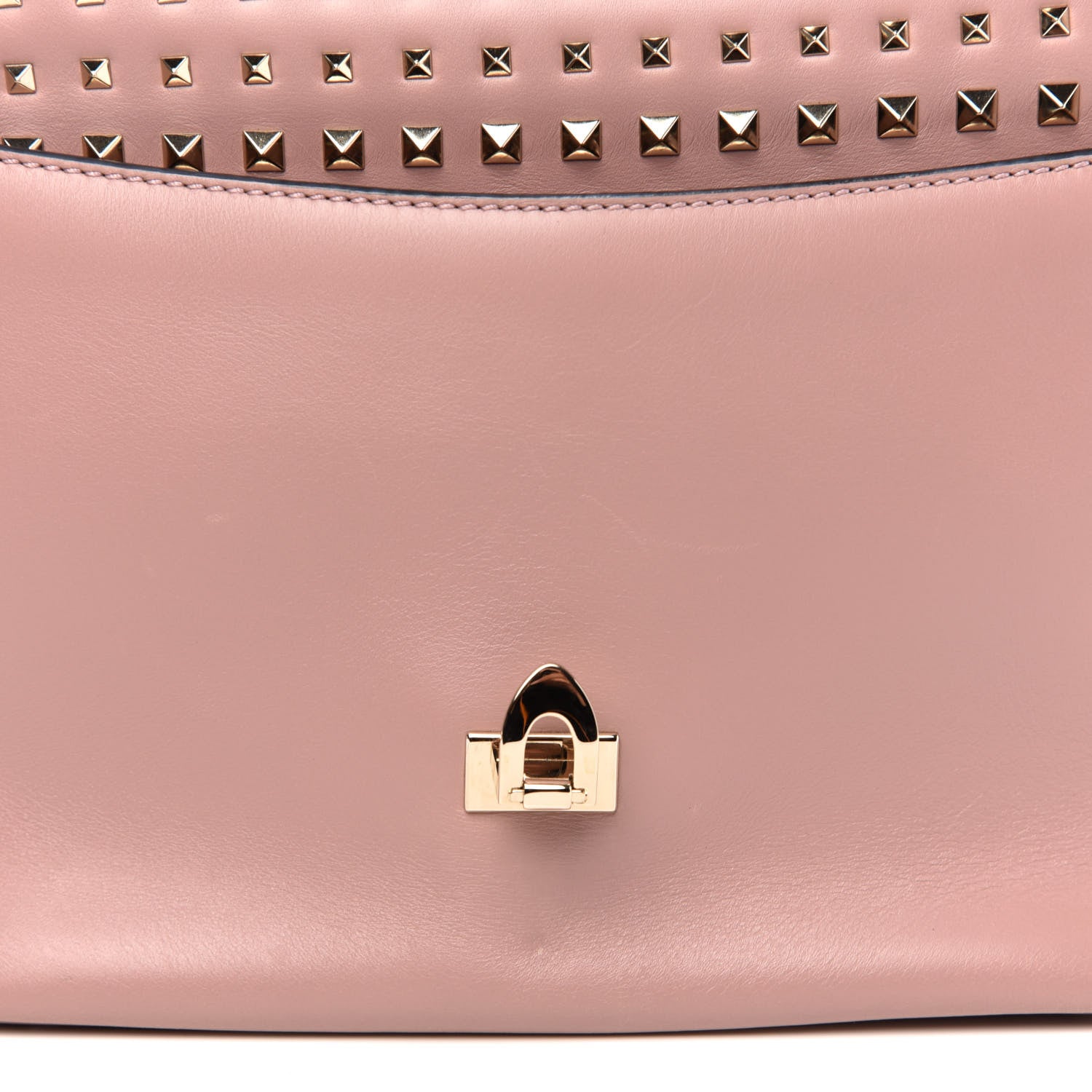 Valentino Garavani Calfskin Small Rockstud All Over Demilune Double Handle Satchel Lipstick 9 of 13