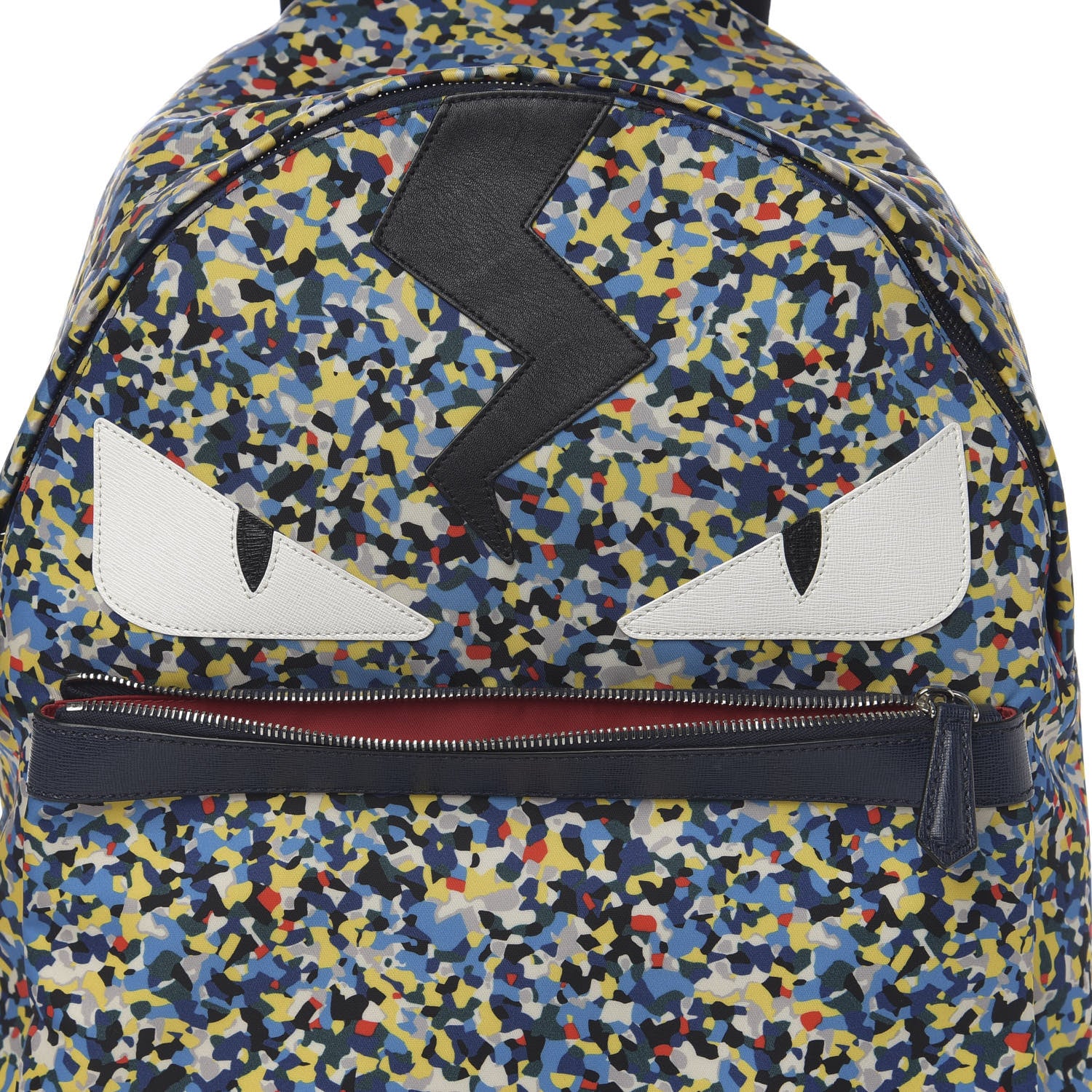 Fendi Nylon Vitello Elite Flamingo Granite Lightning Monster Eyes Backpack Multicolor Lavagna 9 of 9