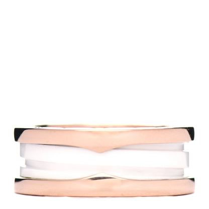 Bulgari 18K Rose Gold White Ceramic B.Zero1 Two-Band Ring 54 6.75 1 of 6