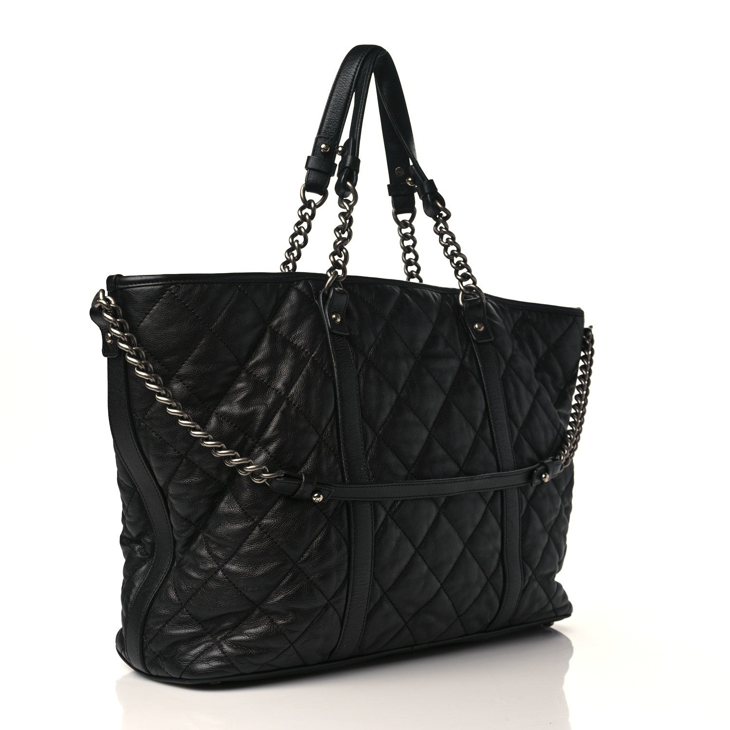 Chanel Calfskin Quilted Casual Riviera Tote Black 2 of 9