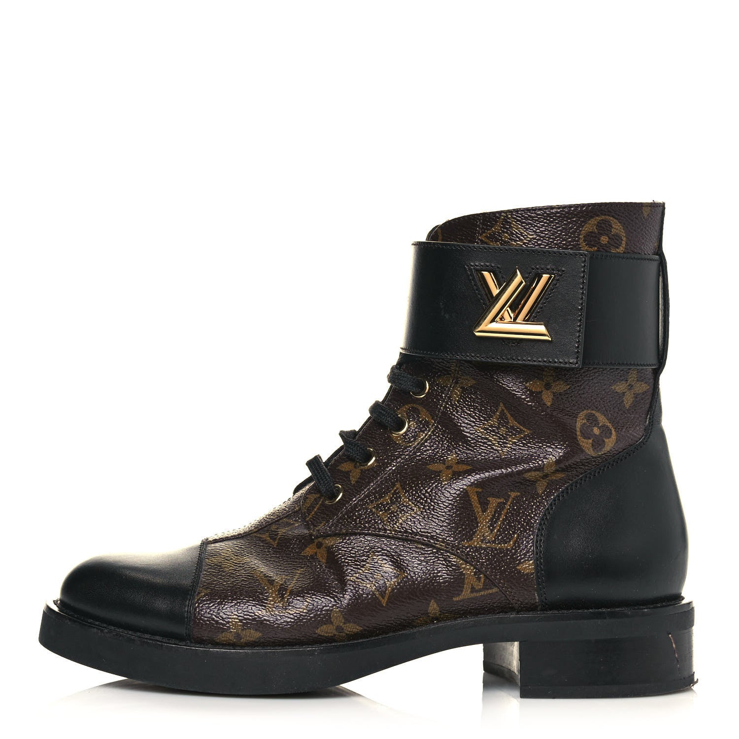 Louis Vuitton Monogram Calfskin Wonderland Flat Ranger Boots 40 Black 1 of 10