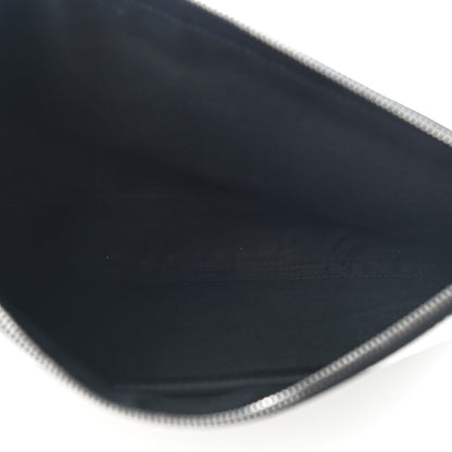 Balenciaga Calfskin Cotton Canvas Logo Clutch Natural Black 5 of 7