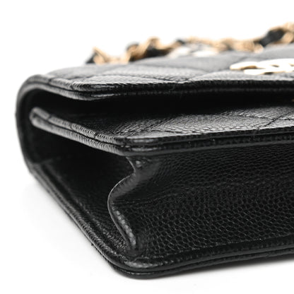 Chanel Caviar Quilted Pearl Card Holder On Chain Black 8 of 9