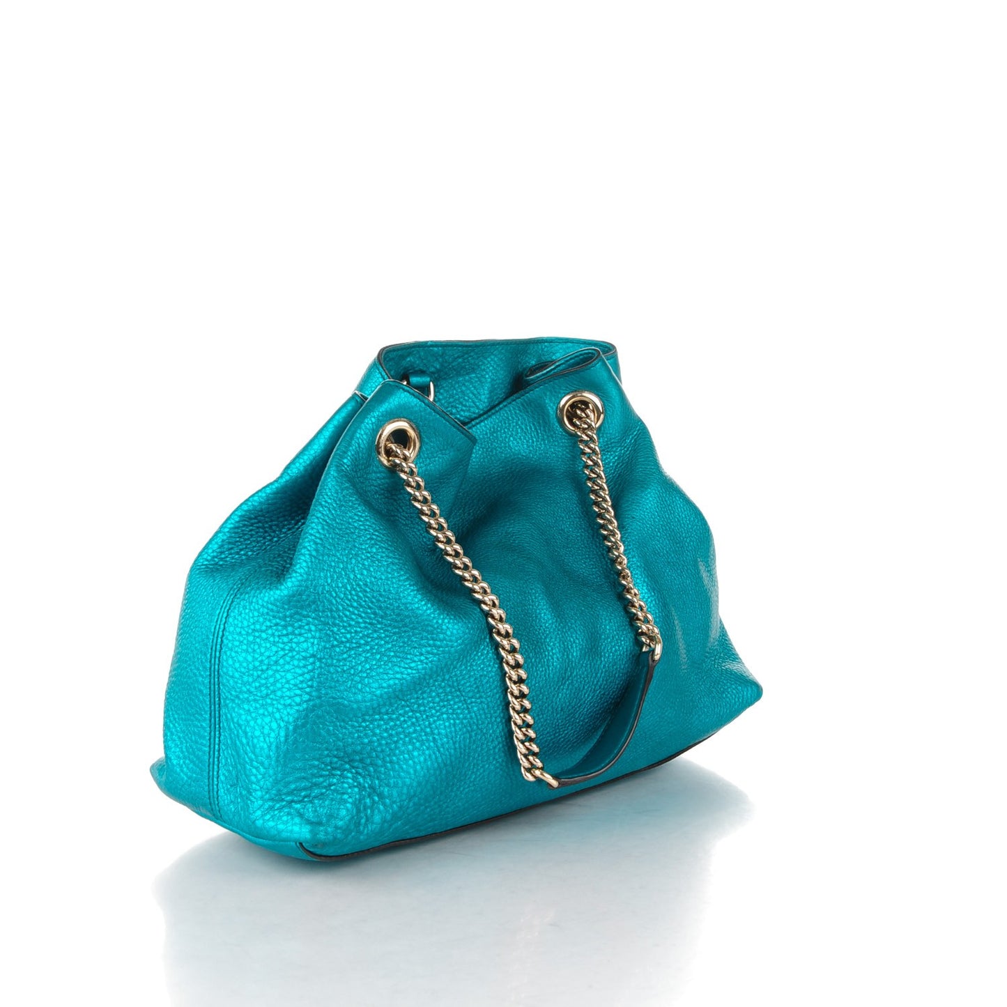 Metallic Cellarius Calfskin Medium Soho Chain Shoulder Bag Deep Cobalt