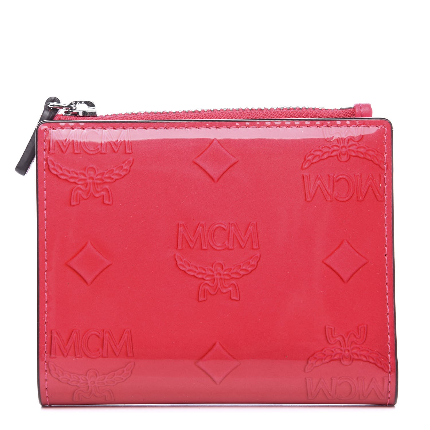 MCM Patent Monogram Bi-Fold Wallet Pink 1 of 5