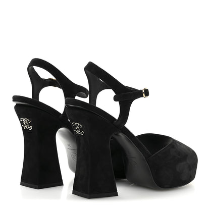 Chanel Suede Calfskin Platform Sandals 39 Black 5 of 11