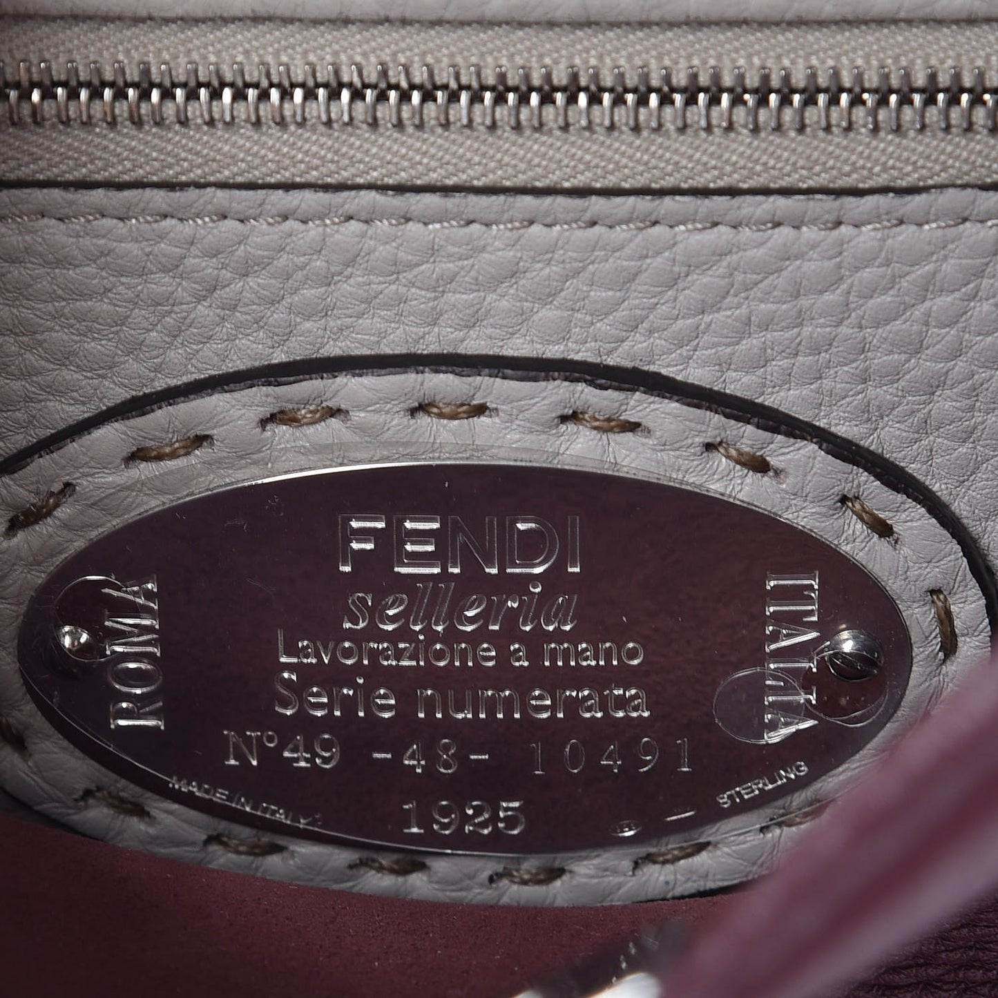 Cuoio Romano Selleria Bi-Color Mini Peekaboo Iconic Satchel Bordeaux Grigio Polvere