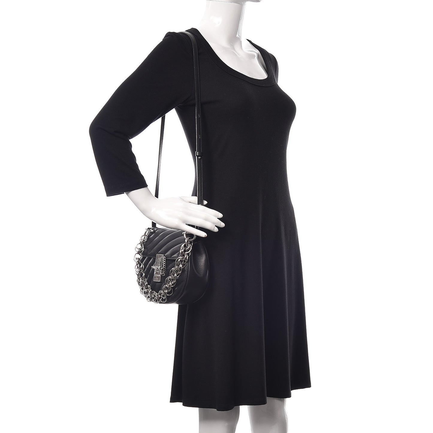 Calfskin Quilted Mini Drew Bijou Shoulder Bag Black