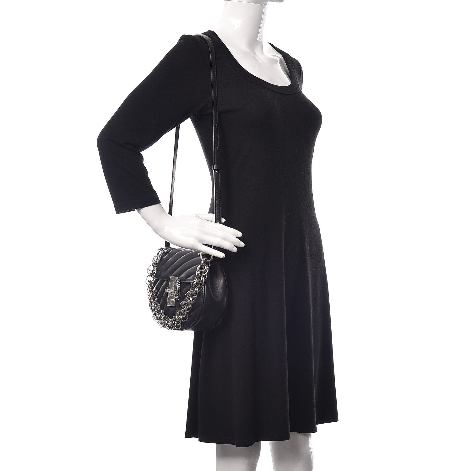 Chloe Calfskin Quilted Mini Drew Bijou Shoulder Bag Black 2 of 8