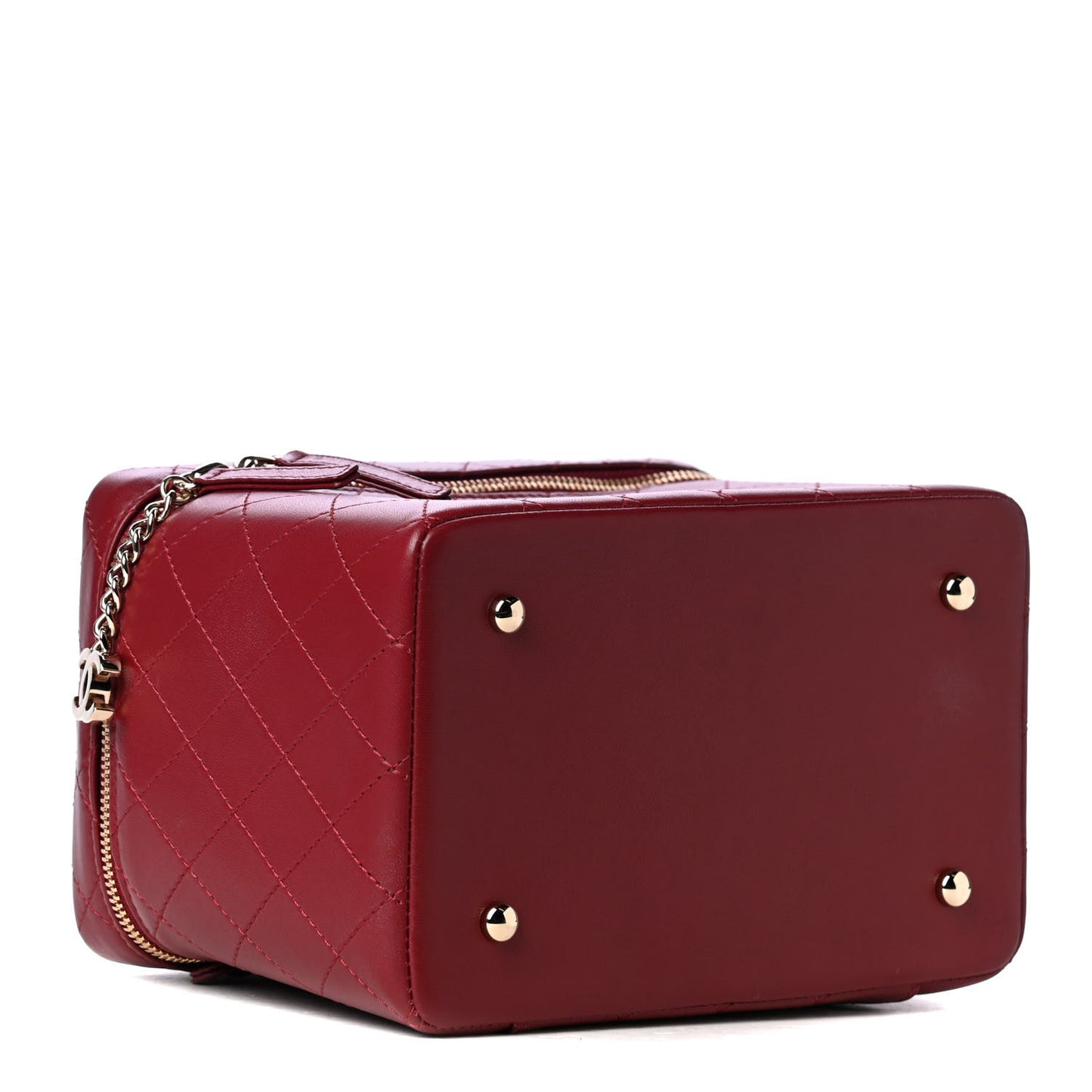 Lambskin Flat Quilted Knock On Wood Large Vanity Case Red