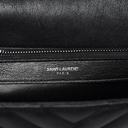 Saint Laurent Sheepskin Matelasse Chevron Monogram Monochrome Large College Satchel Black 6 of 14