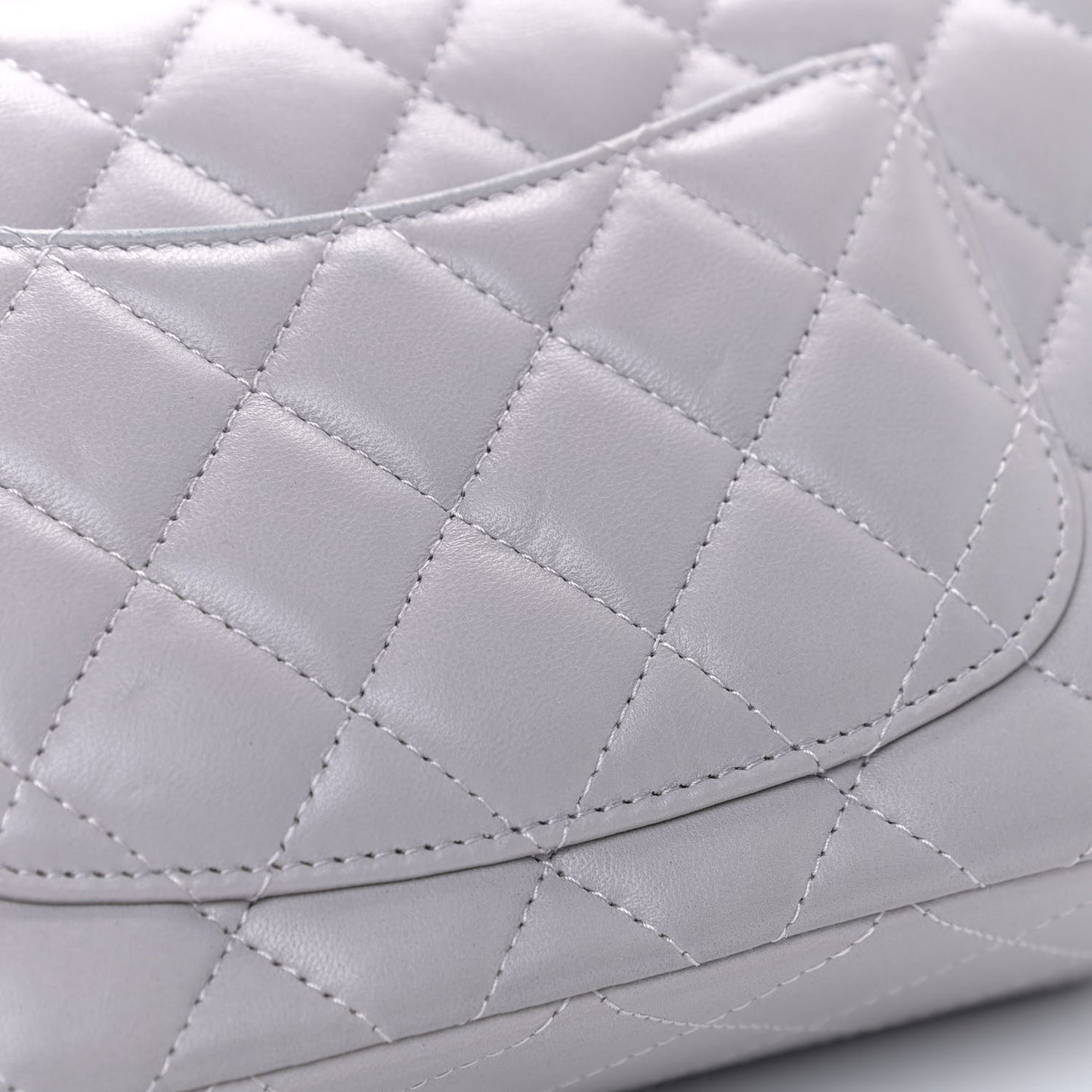 Lambskin Quilted Mini Rectangular Flap Grey
