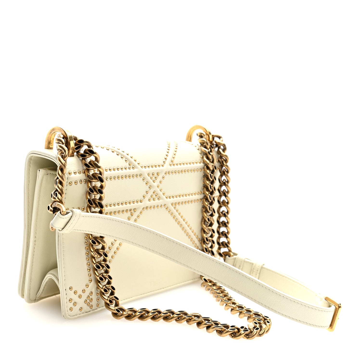 Christian Dior Lambskin Studded Small Diorama Flap Bag Latte 3 of 9
