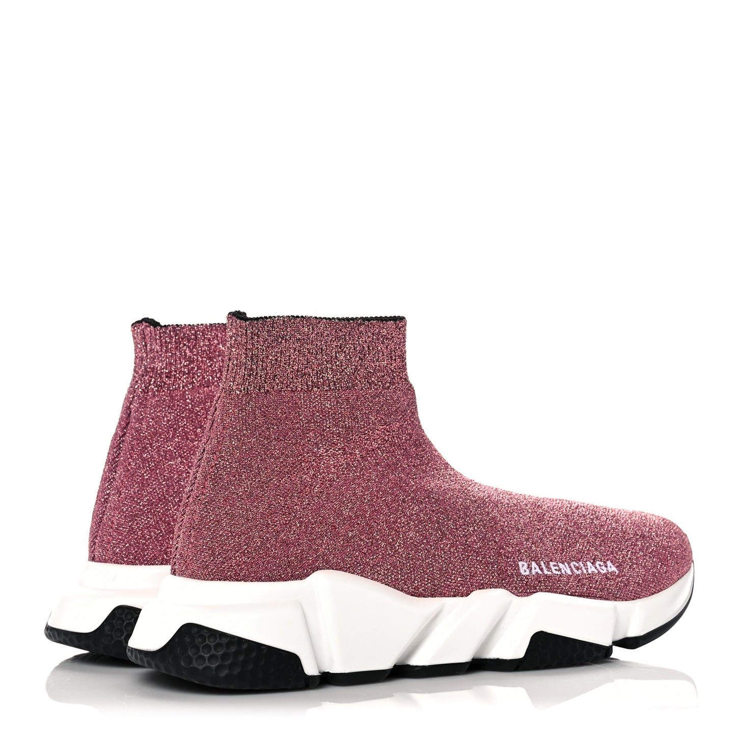 Laminated Knit Bi-Color Sole Womens Speed Sneakers 37 Pink White Black