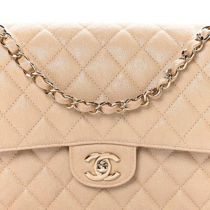 Chanel Iridescent Caviar Quilted Medium Double Flap Beige 8 of 11