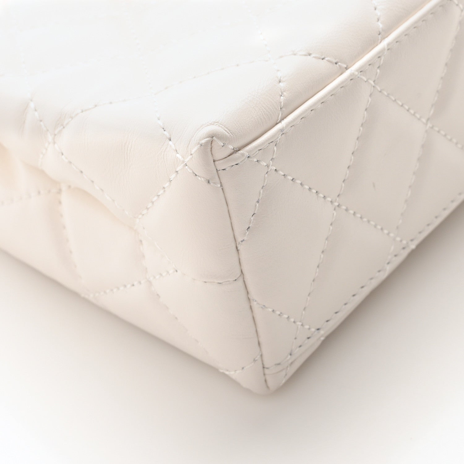 Chanel Shiny Aged Calfskin Quilted Nano Kelly Shopper White 8 of 10