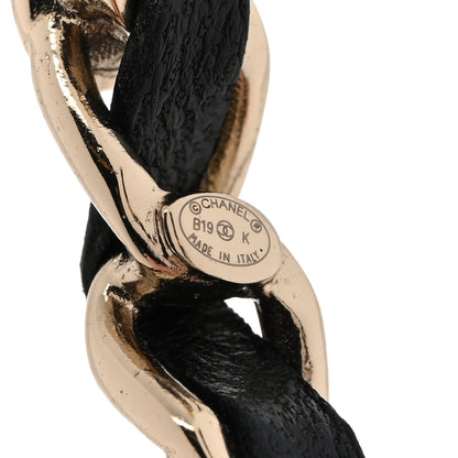 Chanel Lambskin Pearl More Is More CC Chain Hoop Earrings Gold Black 4 of 5