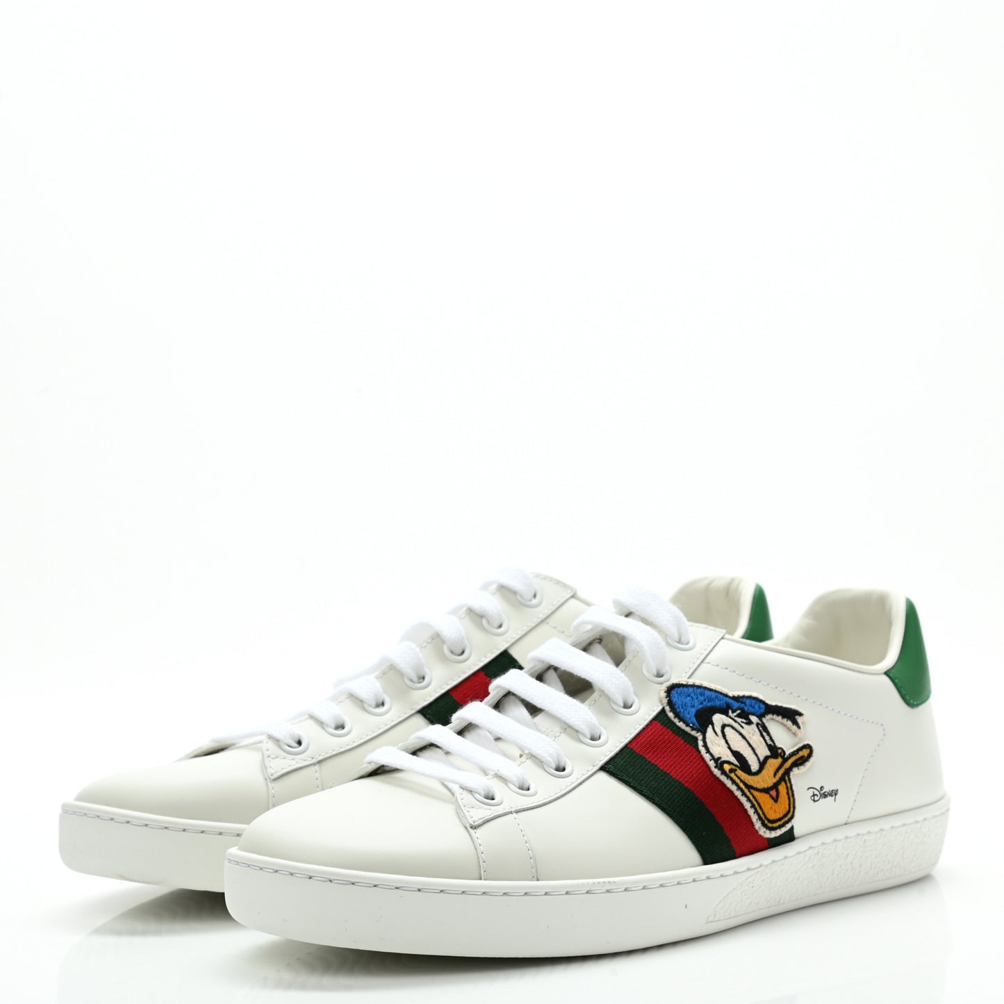 X DISNEY Calfskin Miro Soft Web Donald Duck Womens Ace Sneakers 38.5 White New Shamarock