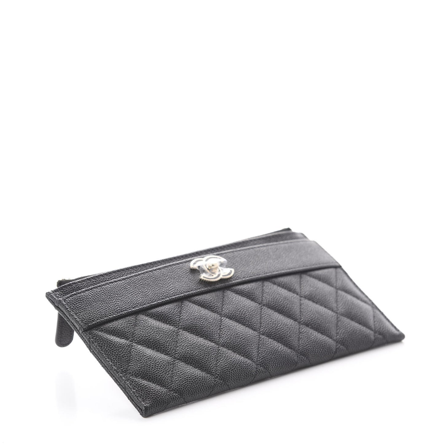 Caviar Quilted Mademoiselle Vintage Zip Pouch Black