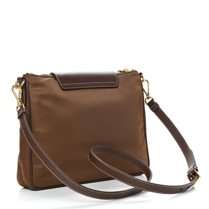 Prada Nylon Vela Saffiano Flat Flap Messenger Bag Corinto 3 of 9