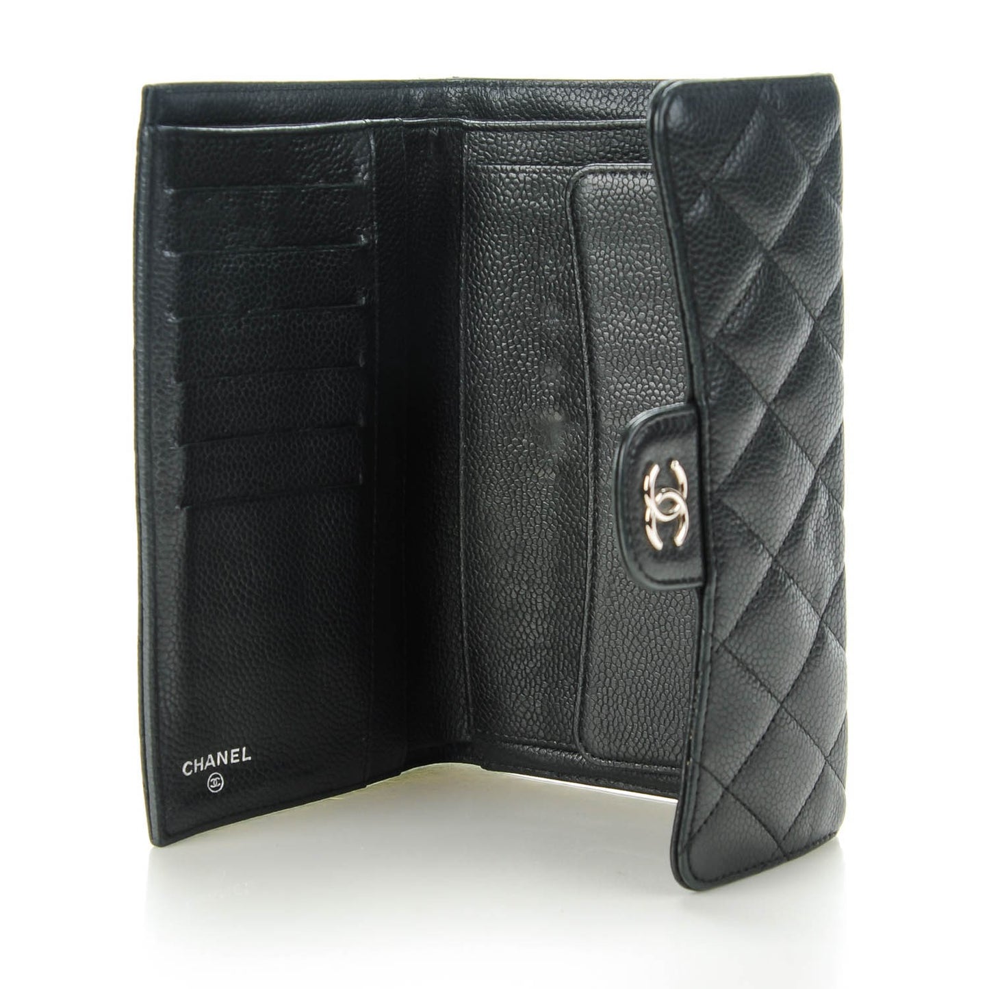 Caviar Quilted Large Flap Wallet Black
