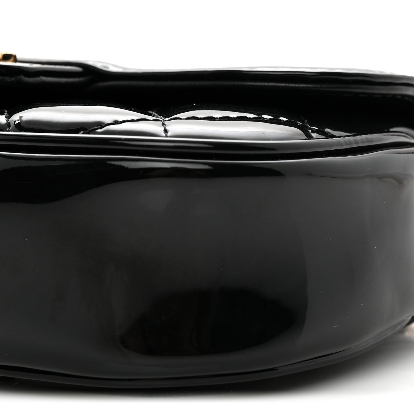 Patent Calfskin Quilted Mini Clutch Black
