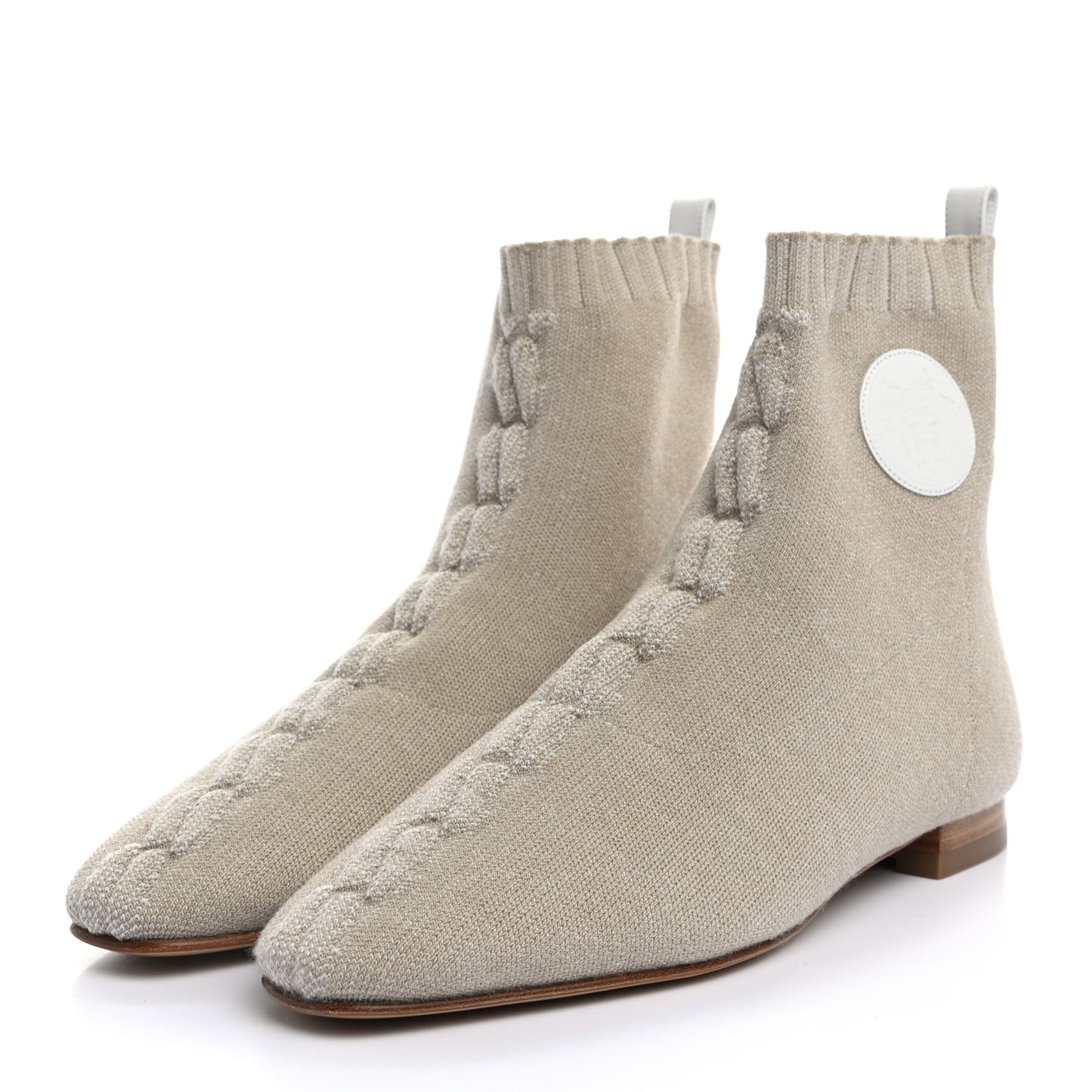 Knit Calfskin Duo Ankle Boots 36.5 Nocciola