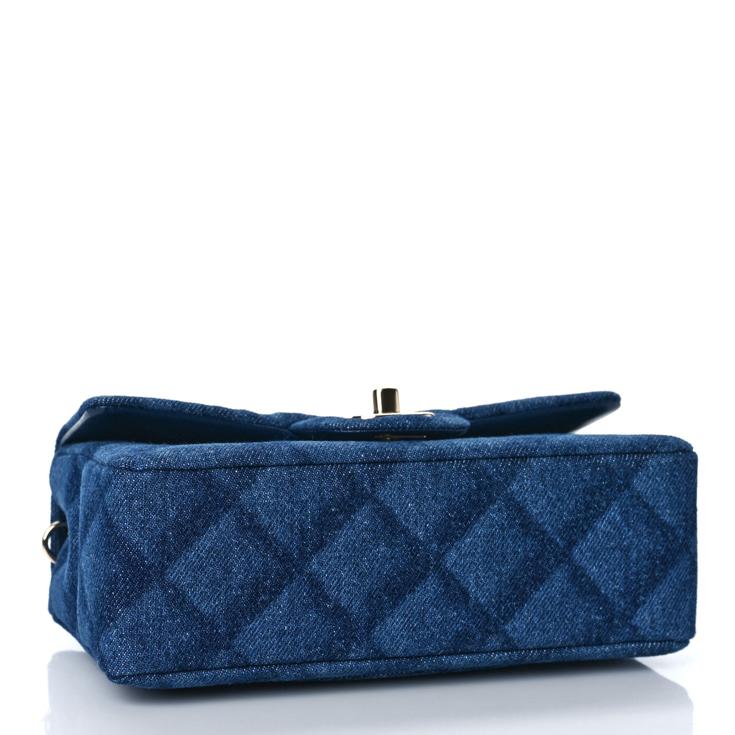 Printed Denim Quilted Mini Rectangular Flap Dark Blue