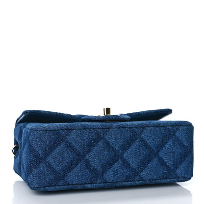 Chanel Printed Denim Quilted Mini Rectangular Flap Dark Blue 4 of 10