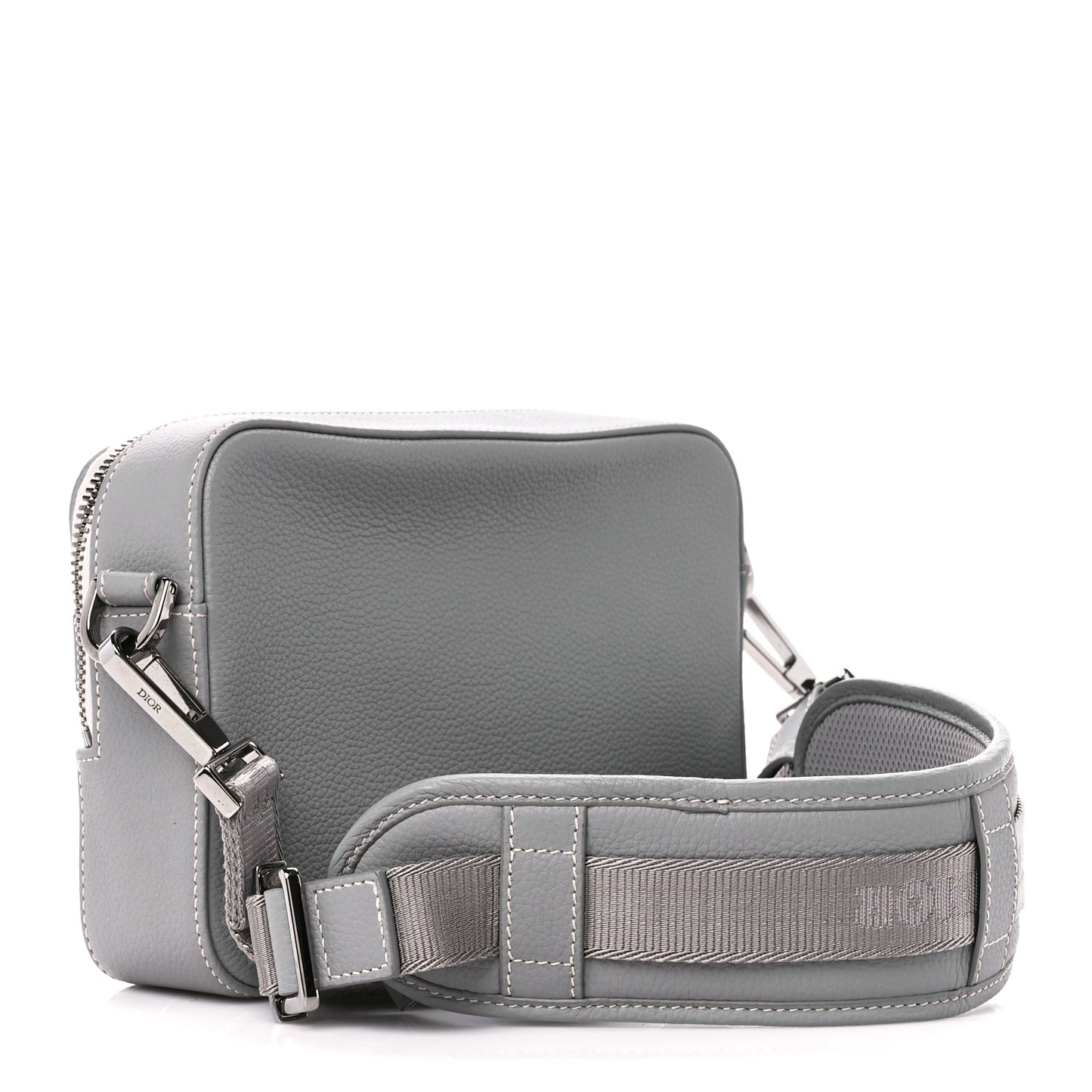 X BIRKENSTOCK Grained Calfskin Embroidered Safari Messenger Grey White