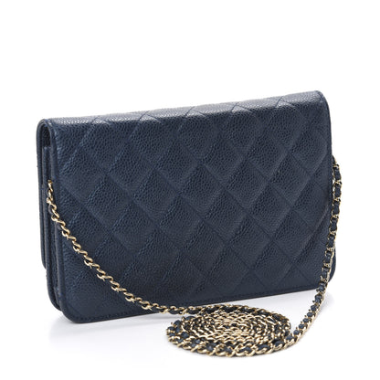 Chanel Iridescent Caviar Quilted Golden Class Wallet On Chain WOC Navy 3 of 11