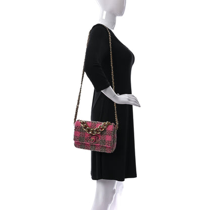 Chanel Wool Tweed Quilted Small Elegant Chain Flap Pink Brown 2 of 10