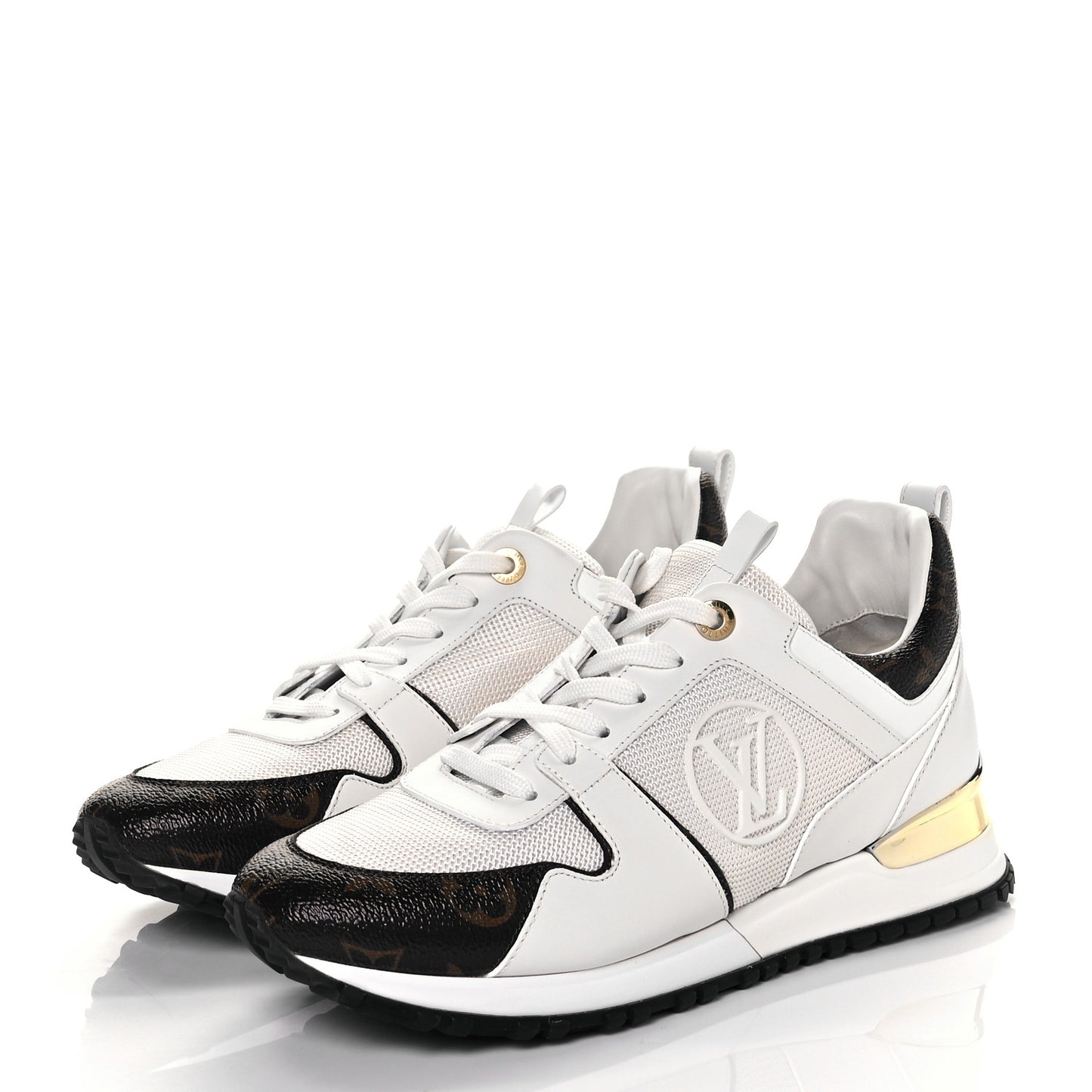 Calfskin Monogram Run Away Sneakers 38.5 White