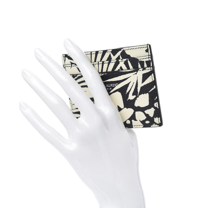 Saint Laurent Grain De Poudre Palm Tree Card Case Black Off White 2 of 7