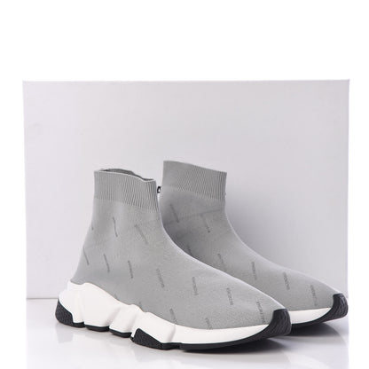 Balenciaga Neoprene Knit Allover Logo Mens Speed Sneakers 43 Grey 7 of 7
