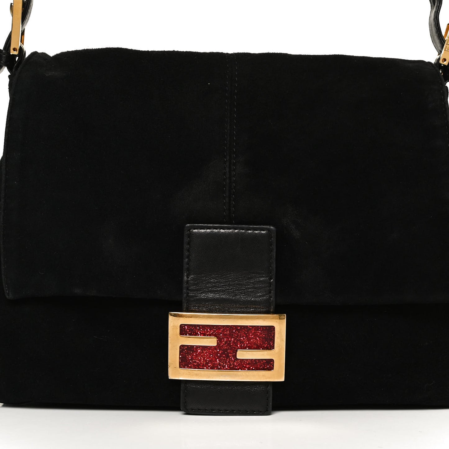 Suede Calfskin Mama Baguette Black