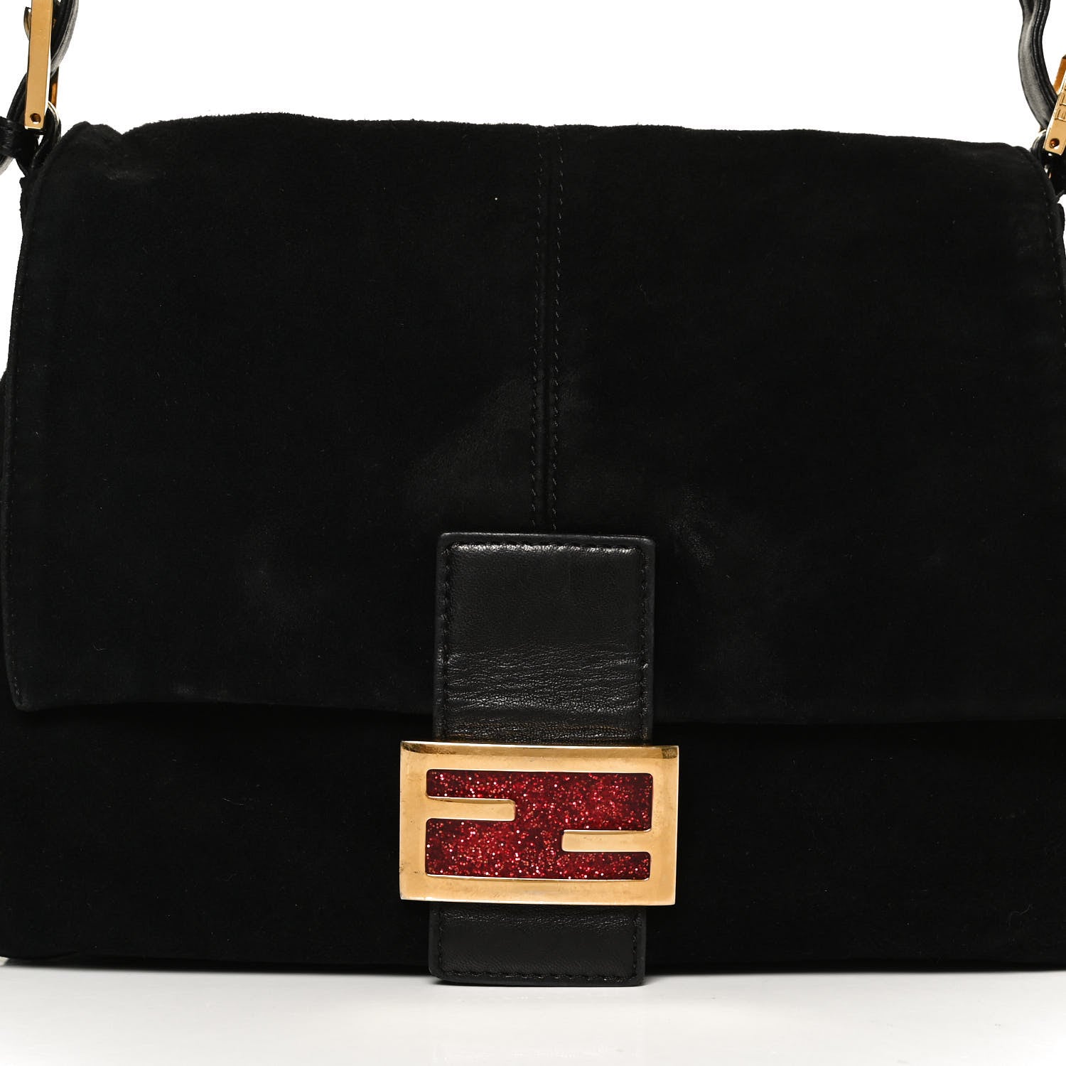 Fendi Suede Calfskin Mama Baguette Black 6 of 10