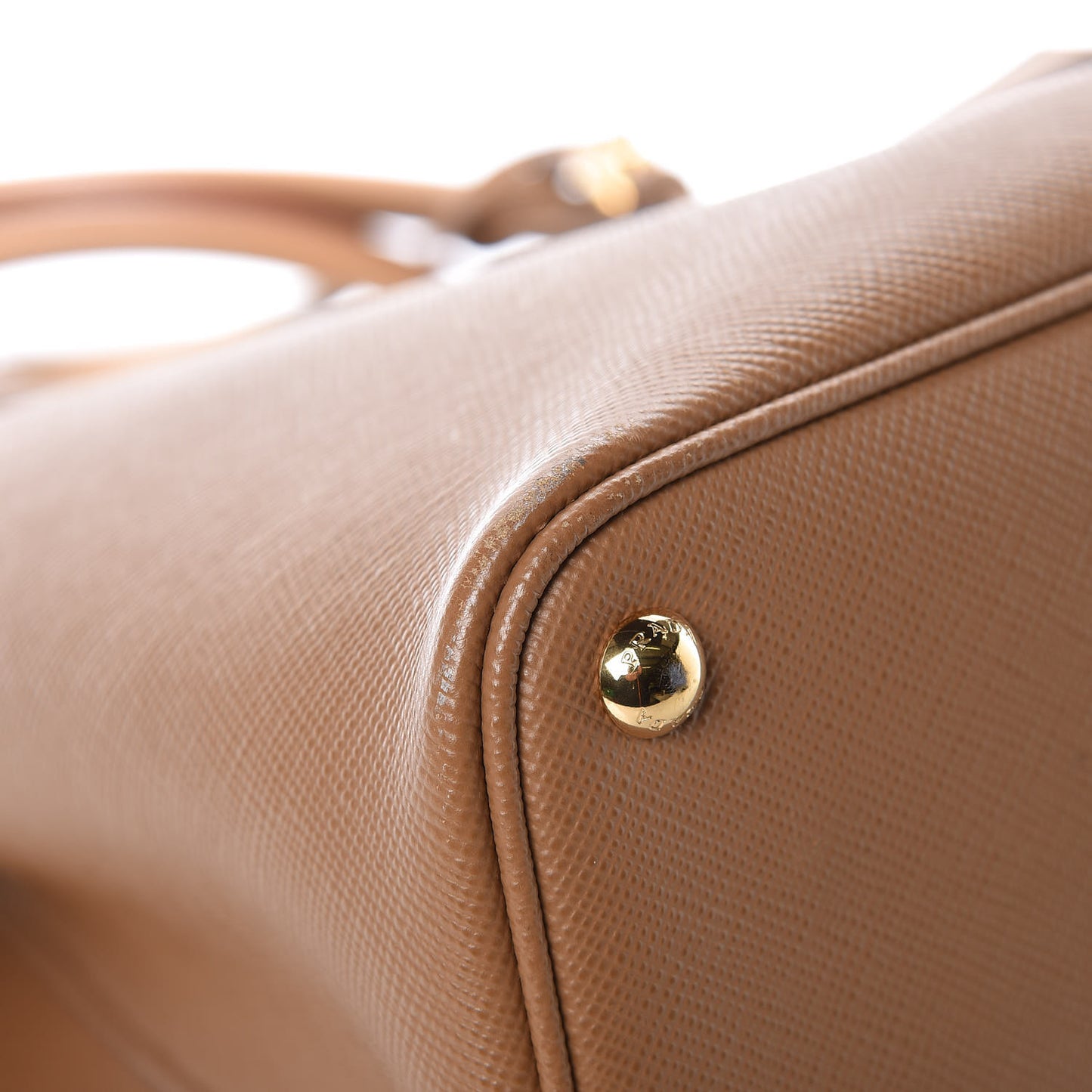 Saffiano Cuir Large Double Bag Caramel Fuoco