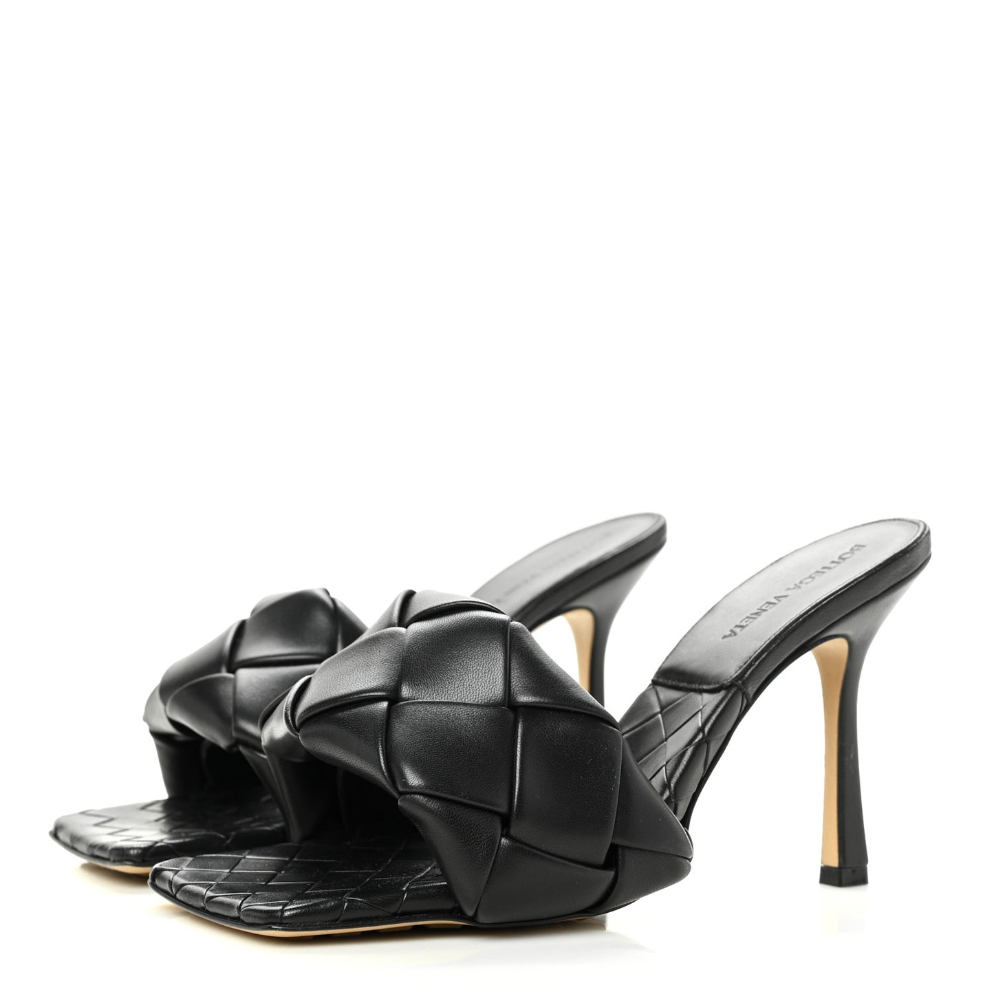 Nappa Maxi Intrecciato Lido Mule Sandals 38.5 Black