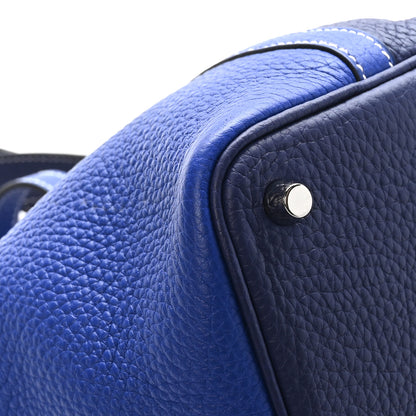 Hermes Taurillon Clemence Casaque Picotin Lock 18 PM Bleu Electrique Bleu Encre 9 of 13