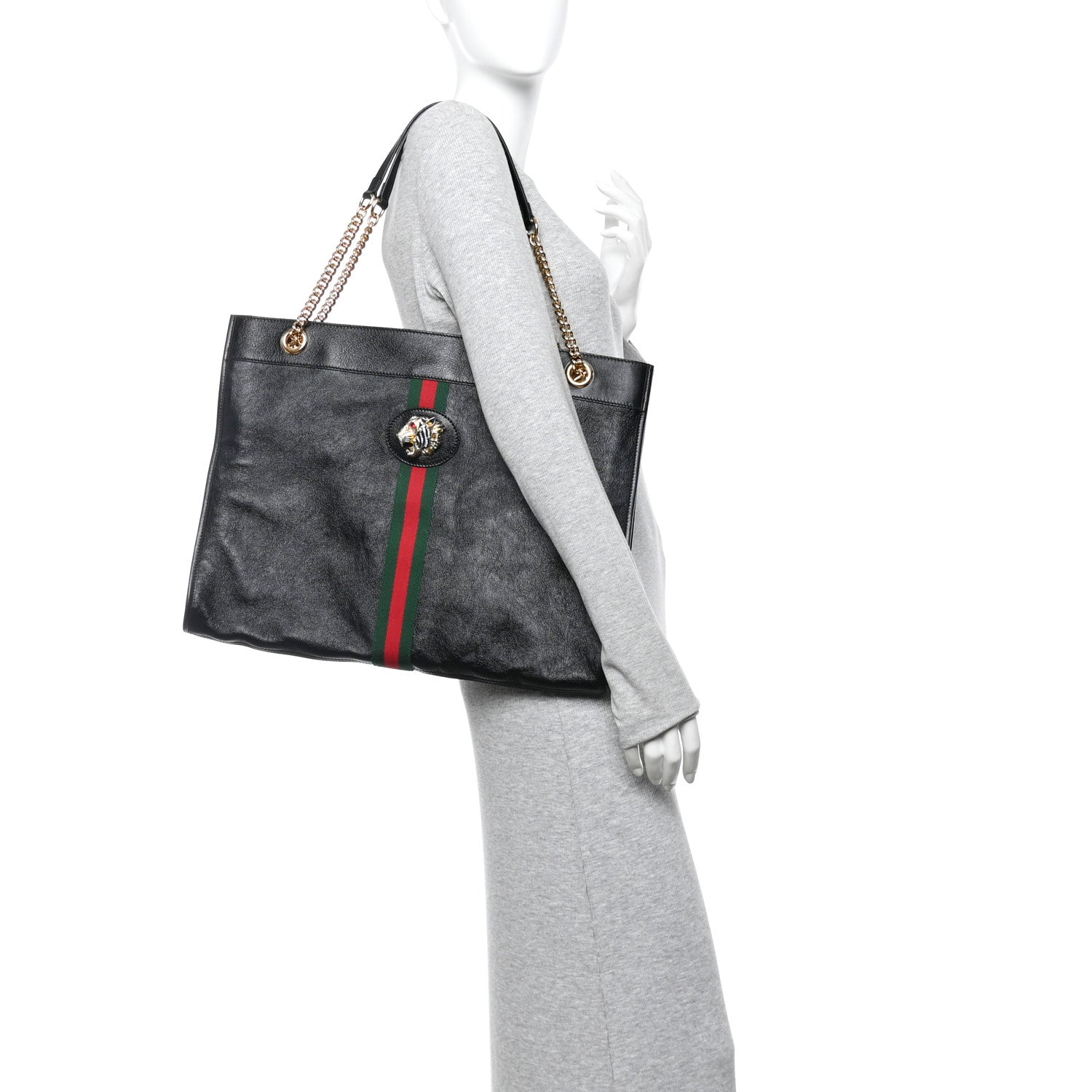 Gucci Calfskin Large Rajah Chain Tote Black 2 of 11