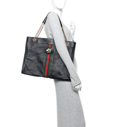 Gucci Calfskin Large Rajah Chain Tote Black 2 of 11