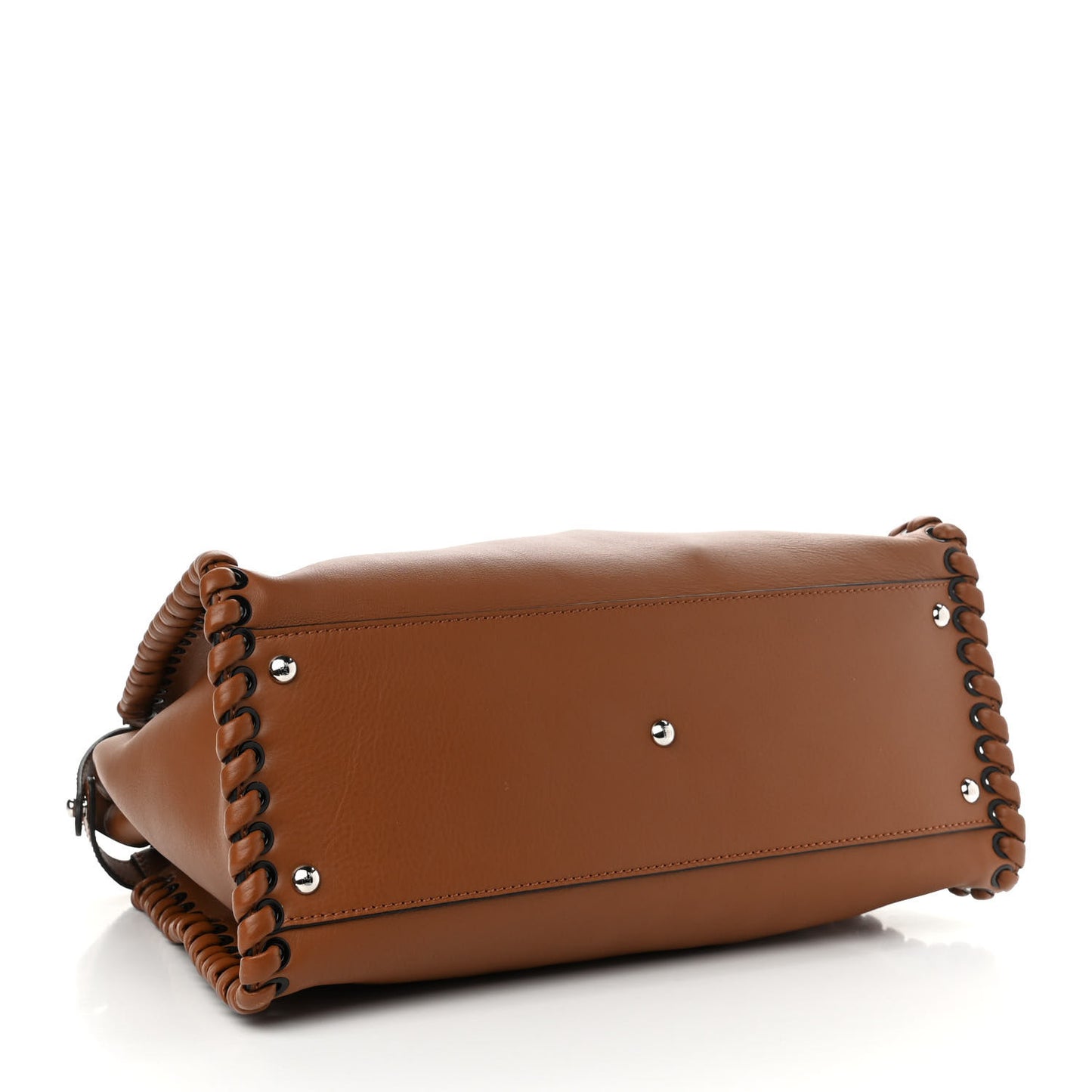 Calfskin Lace Up Large Peekaboo Iconic Satchel Cognac