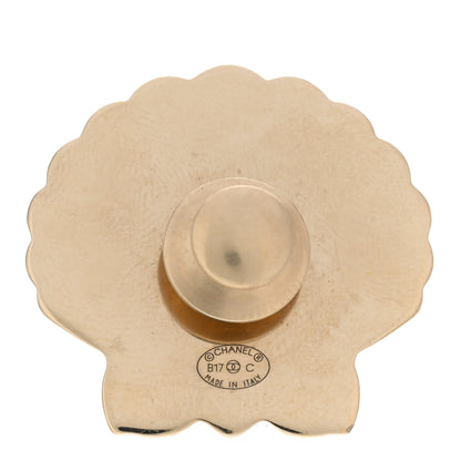 Chanel Enamel Pearl Seashell Brooch Pink Gold 3 of 4