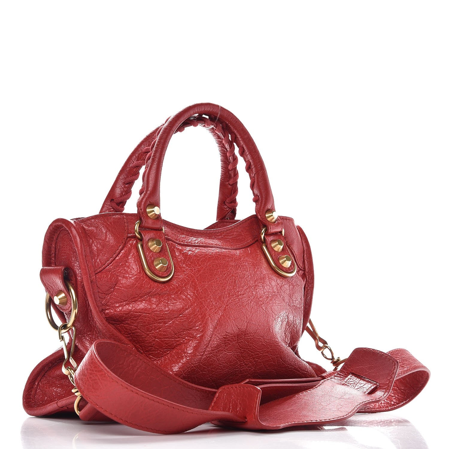 Balenciaga Agneau Gold Metallic Edge Hardware Mini City Rouge Rubis 3 of 11