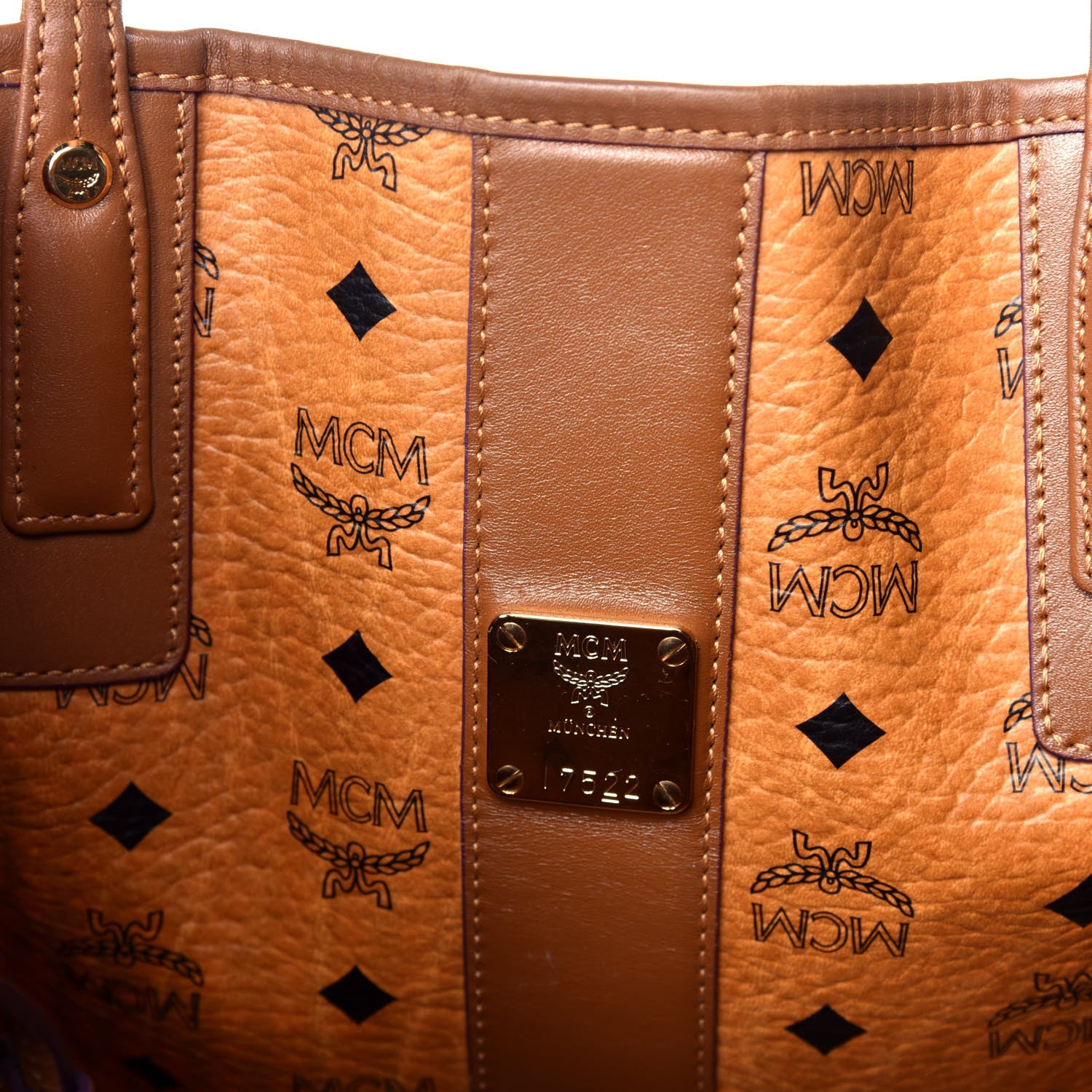 MCM Visetos Medium Liz Reversible Shopper Tote Cognac 11 of 16