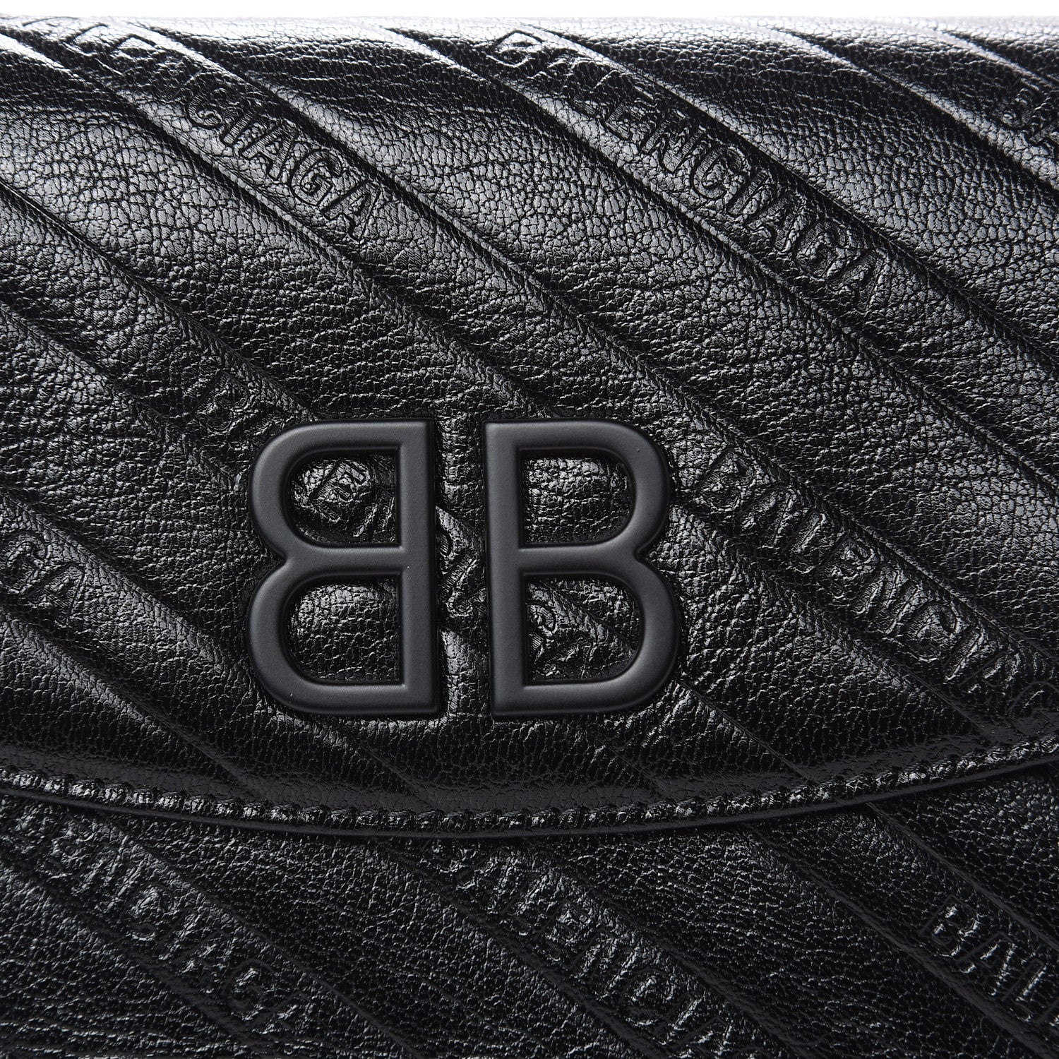 Balenciaga Shiny Goatskin Logo Embossed Monochrome BB Wallet On Chain Black 7 of 7