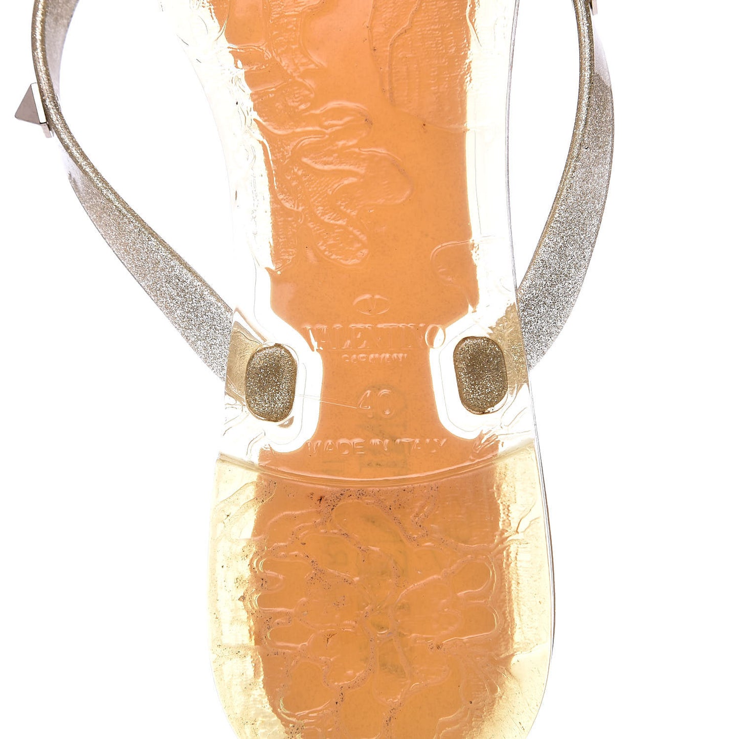 PVC Jelly Glitter Rockstud Bow Thong Sandals 40 Oro