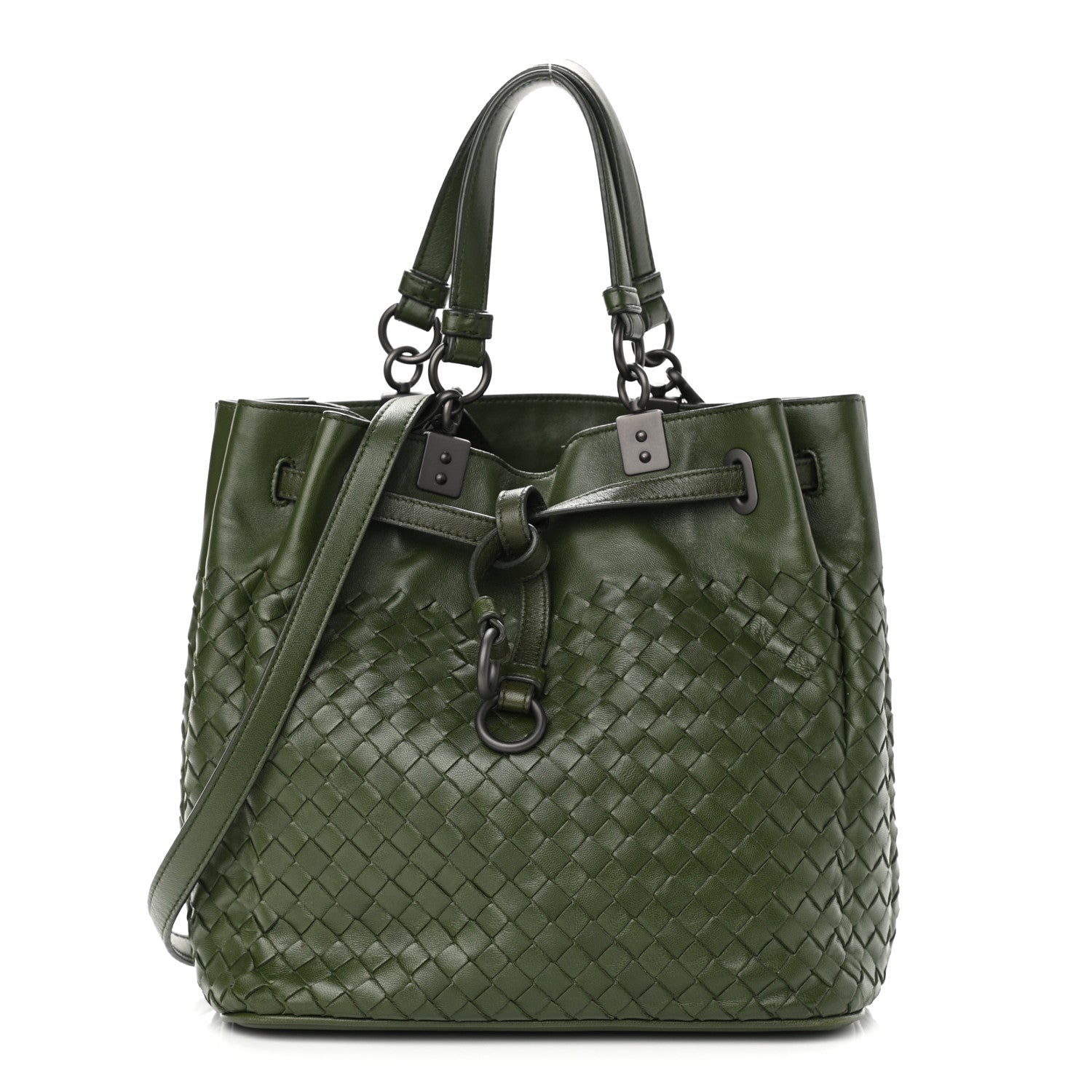 Bottega Veneta Nappa Intrecciato Drawstring Bucket Bag Moss 1 of 10