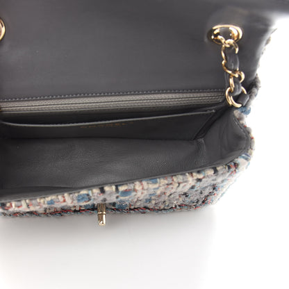Chanel Tweed Quilted Mini Square Flap Bag Blue 4 of 8